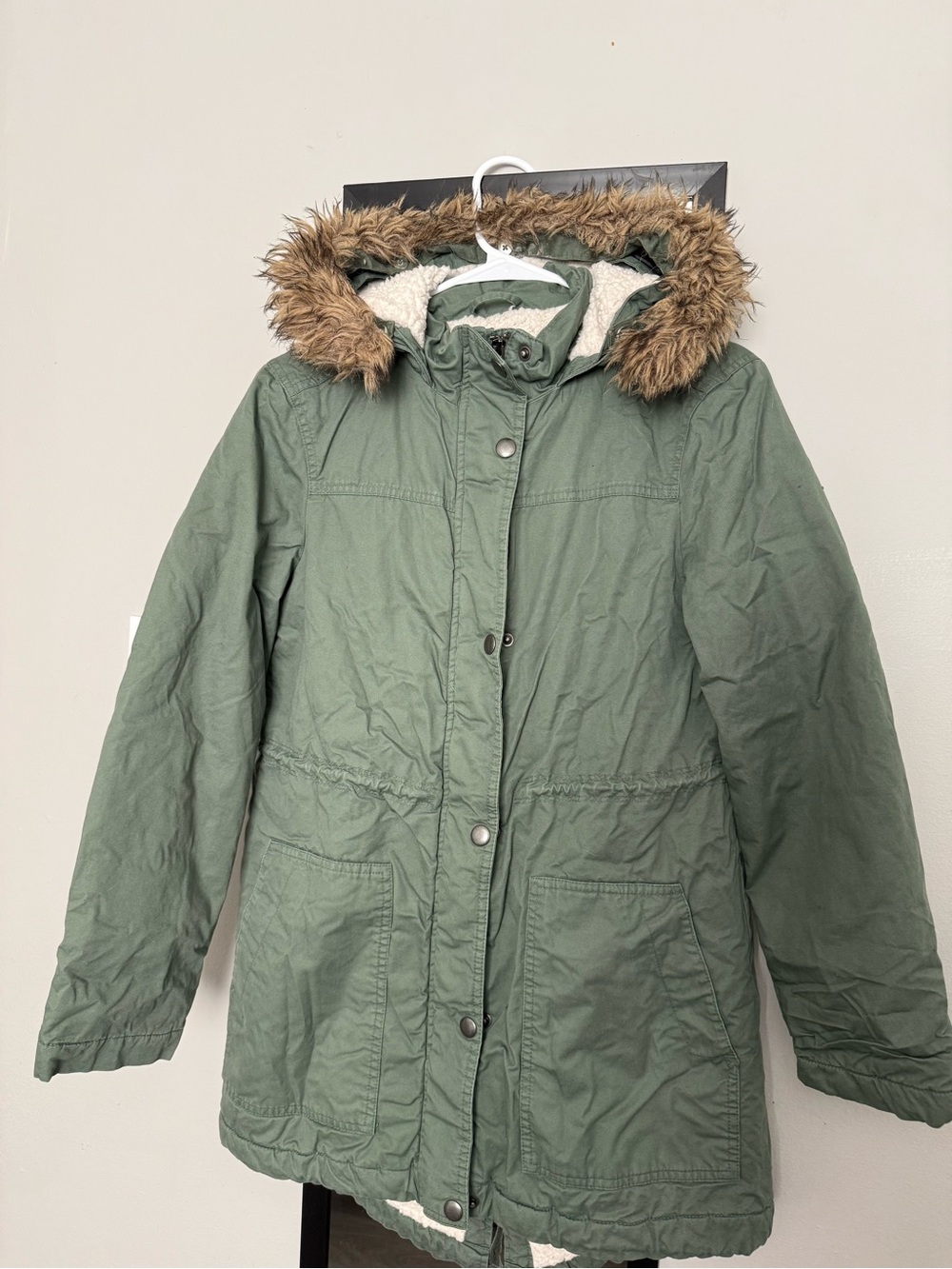 GAP Green Hooded Sherpa-Lined Puffer Parka
